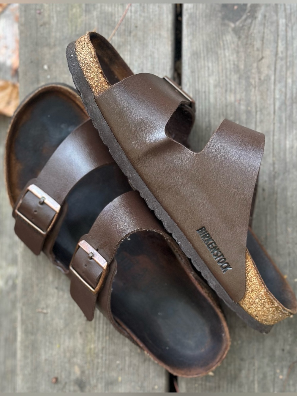 Birkenstock Men's/Women’s Arizona Brown Two-Strap Sandals, Size 41 L10/M9